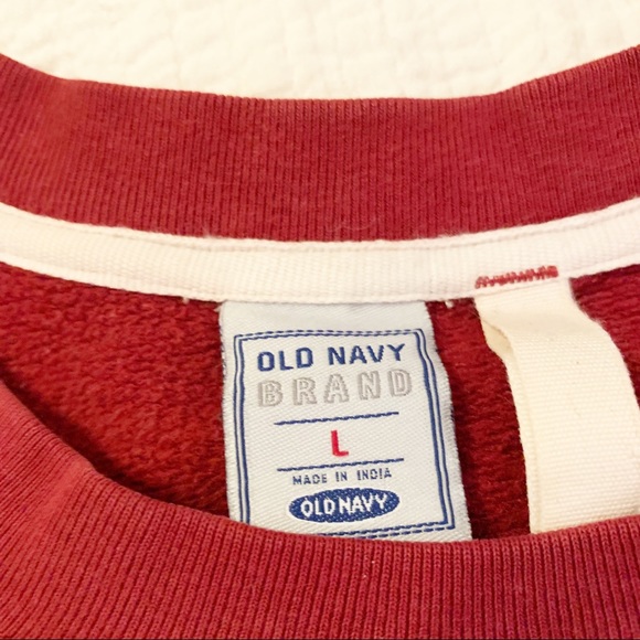 Vintage Old Navy Big Logo Crewneck Sweatshirt in Crimson Red Sz. L - Picture 5 of 11
